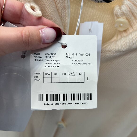 $605 NWT Voyage Marina Rinaldi Cream Cardigan Wool Sweater size Large - Picture 9 of 11